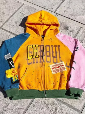 Colorblock Patchwork Zip-Up Hoodie Colorblock Patchwork Zip-Up Hoodie