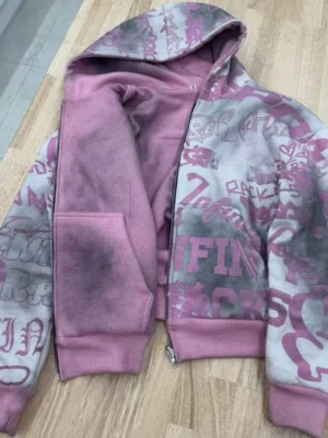 Graffiti Print Washed Tracksuit Set