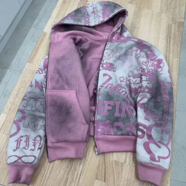 Graffiti Print Washed Tracksuit Set