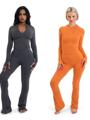 Hooded Thumbhole Flared Two Piece Set