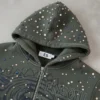 Olive Studded Cropped Zip Hoodie Olive Studded Cropped Zip Hoodie