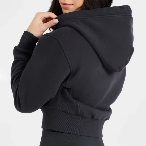 Black Corset Cropped Zip Hoodie Black Corset Cropped Zip Hoodie