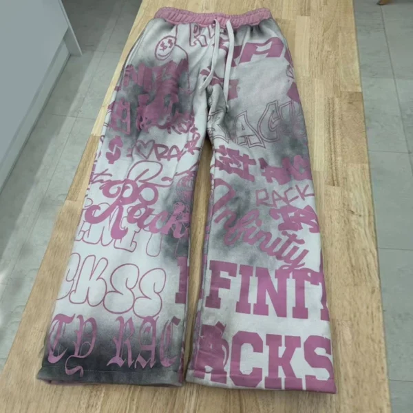 Graffiti Print Washed Tracksuit Set