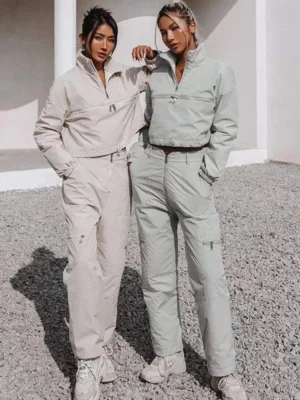 Cropped Half-Zip Cargo Pants Set Cropped Half-Zip Cargo Pants Set