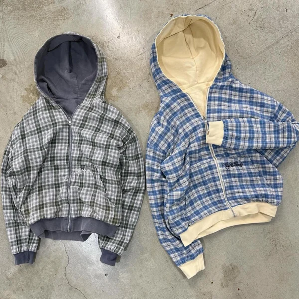 Plaid Hooded Zip-Up Jacket Plaid Hooded Zip-Up Jacket