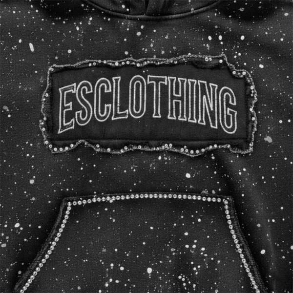 Splatter Rhinestone Cropped Hooded Sweatshirt