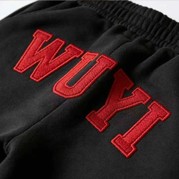 WUYI Red Logo Fleece Jogger Pants