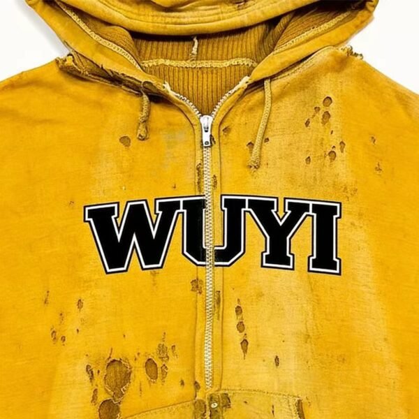 Vintage Distressed WUYI Zip-Up Hoodie