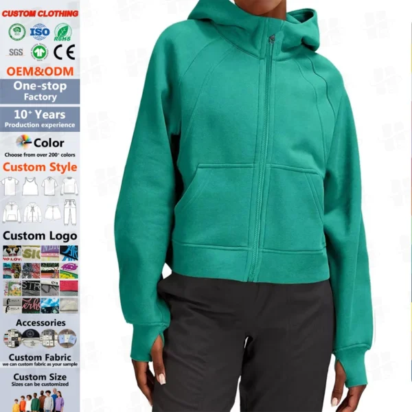 Cropped Raglan Zip Hooded Sweatshirt Cropped Raglan Zip Hooded Sweatshirt