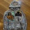 Colorblock Patchwork Zip-Up Hoodie Distressed Paint Splatter Zip Hoodie