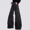 Frayed Patchwork Wide Leg Jeans