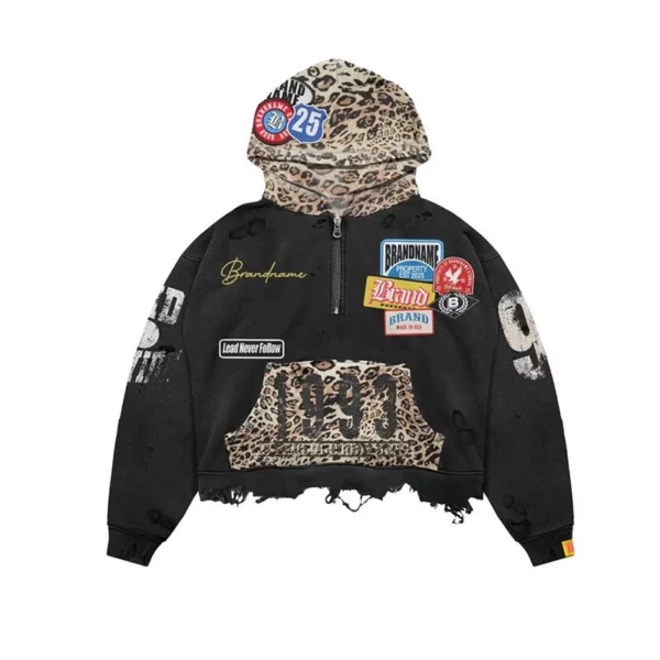 Pink Washed 1993 Patch Cropped Hoodie