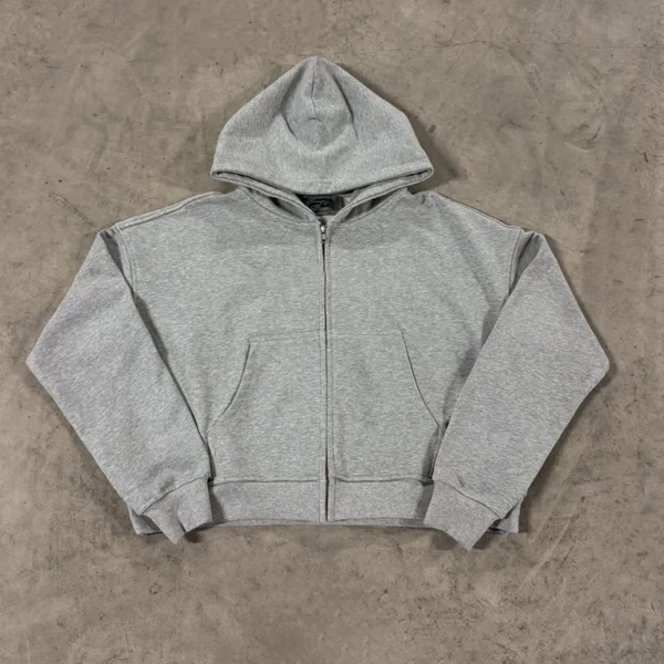 Grey Cropped Hoodie Wide Leg Tracksuit Set