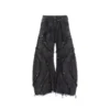 Frayed Patchwork Wide Leg Jeans
