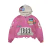 Pink Washed 1993 Patch Cropped Hoodie