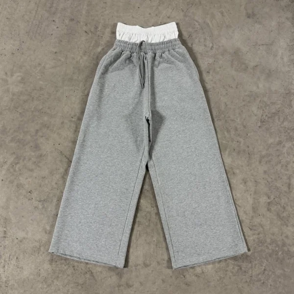 Grey Cropped Hoodie Wide Leg Tracksuit Set