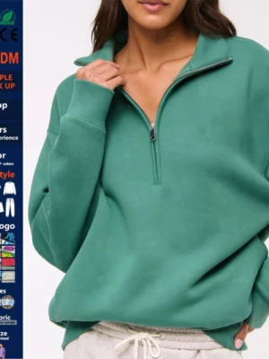 Half Zip Funnel Neck Oversized Sweatshirt Half Zip Funnel Neck Oversized Sweatshirt