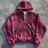 Distressed Washed Zip Hooded Sweatshirt