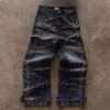 Black Pearl Studded Baggy Denim Jeans