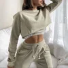 Velvet Cropped Two-Piece Tracksuit Set