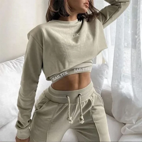 Velvet Cropped Two-Piece Tracksuit Set