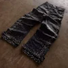 Black Pearl Studded Baggy Denim Jeans