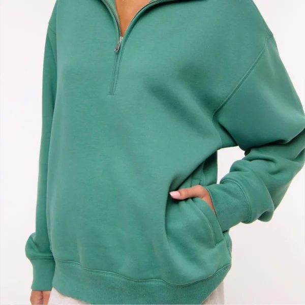 Half Zip Funnel Neck Oversized Sweatshirt