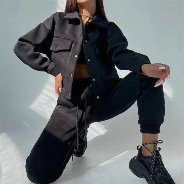 Beige Oversized Fleece Jacket Set