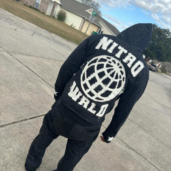 Rhinestone Star Distressed Tracksuit Set