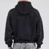 Black Rhinestone Studded Pullover Hoodie