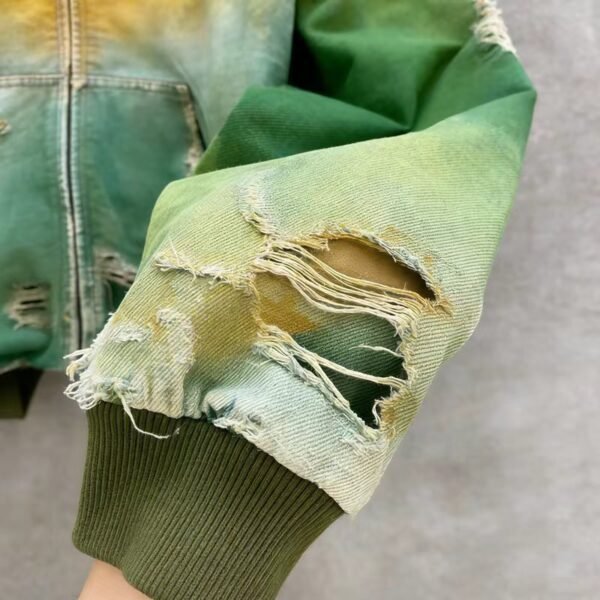 Distressed WUYI Gradient Zip Hoodie