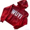 Red Washed WUYI Rhinestone Zip Hoodie