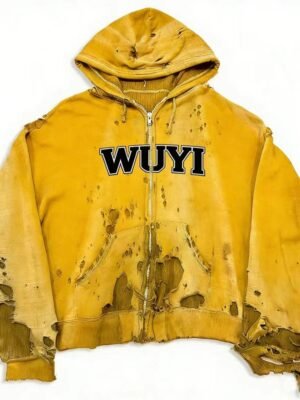 Vintage Distressed WUYI Zip-Up Hoodie