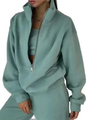 Womens Half Zip Stand Collar Tracksuit Womens Half Zip Stand Collar Tracksuit