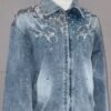 Rhinestone Embellished Washed Denim Jacket