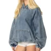 Vintage Studded Denim Hoodie Pullover Vintage Studded Denim Hoodie Pullover