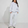 Heather Gray Cropped Oversized Hoodie
