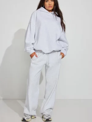 Heather Gray Cropped Oversized Hoodie