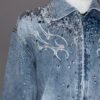 Rhinestone Embellished Washed Denim Jacket Rhinestone Embellished Washed Denim Jacket