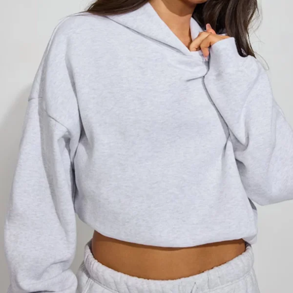 Heather Gray Cropped Oversized Hoodie