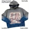 Grey Blue Gradient Distressed Oversized Hoodie Grey Blue Gradient Distressed Oversized Hoodie