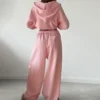 Womens Pink Oversized Zip Up Tracksuit