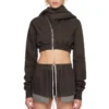 Dark Brown Cropped Asymmetric Zip-Up Hoodie Set