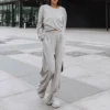 Light Grey Asymmetrical Cropped Wide Leg Tracksuit