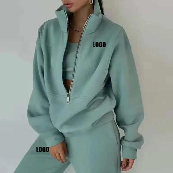 Womens Off Shoulder Zip Tracksuit Set Womens Off Shoulder Zip Tracksuit Set