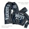Black Acid Wash Custom Logo Oversized Hoodie Tracksuit