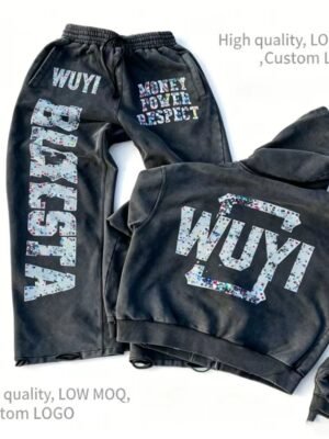 Black Acid Wash Custom Logo Oversized Hoodie Tracksuit Black Acid Wash Custom Logo Oversized Hoodie Tracksuit
