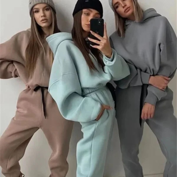 Womens Oversized Cinched Waist Hoodie Set