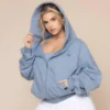 Dusty Blue Oversized Zip Up Hoodie