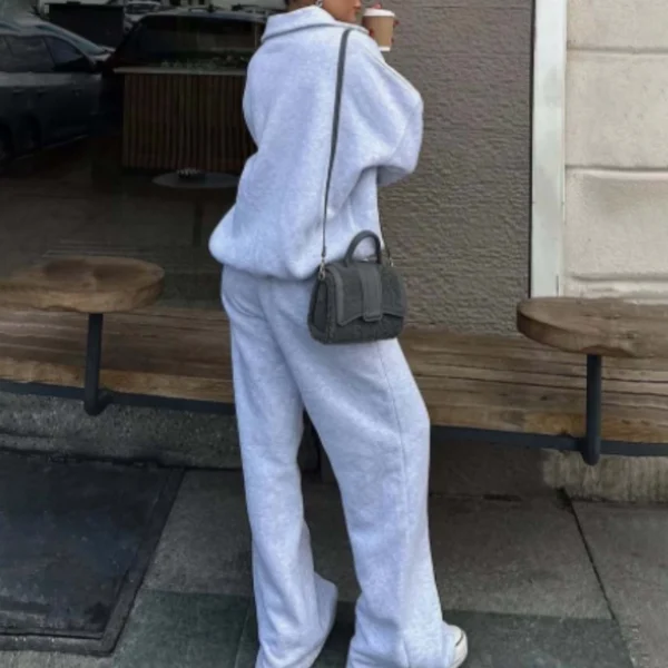 Womens Half Zip Wide Leg Tracksuit Set Womens Half Zip Wide Leg Tracksuit Set